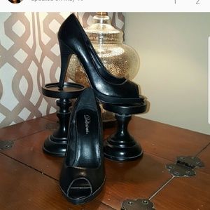 Black Stiletto Peep Toe